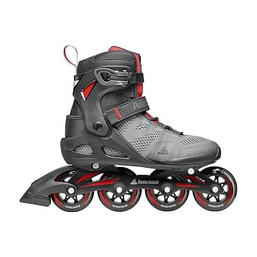 롤러블레이드 Rollerblade Macroblade 84 Men's Adult Fitness Inline Skate, Dark Gray & Red, Performance Inline Skates