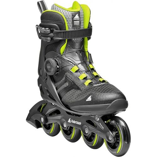 롤러블레이드 Rollerblade Macroblade 84 BOA, Adult Fitness Inline Skate, Black & Lime, Performance Inline Skates