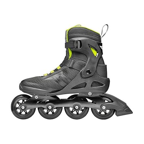 롤러블레이드 Rollerblade Macroblade 84 BOA, Adult Fitness Inline Skate, Black & Lime, Performance Inline Skates