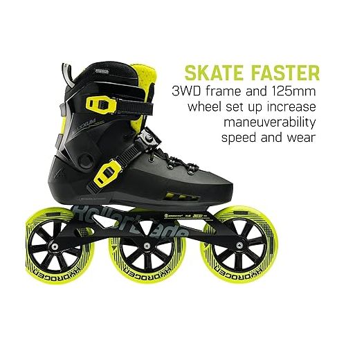 롤러블레이드 Rollerblade Maxxum 125 Unisex Adult Urban Inline Skate, Black and Lime, Performance Inline Skates