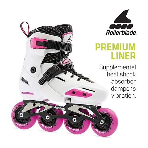 롤러블레이드 Rollerblade Apex Adjustable Fitness Inline Skate, White/Pink, Junior, Urban Performance Inline Skates