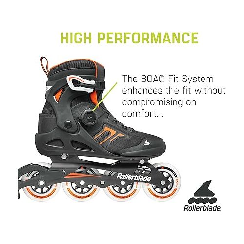 롤러블레이드 Rollerblade Macroblade 90 BOA Men's Adult Fitness Inline Skate, Black and Orange