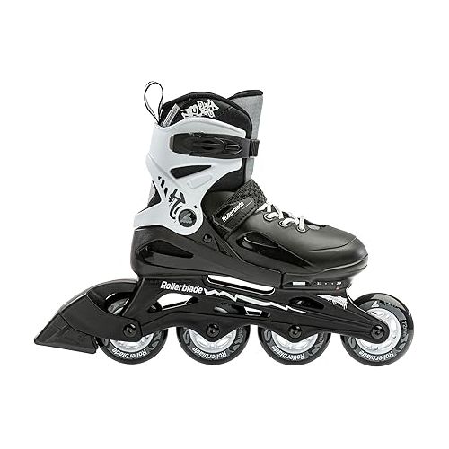 롤러블레이드 Rollerblade Fury Boy's Adjustable Fitness Inline Skate,Black and White, Junior, Youth Performance Inline Skates