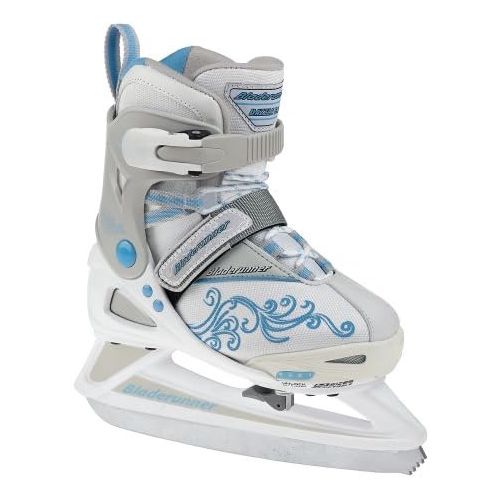 롤러블레이드 [아마존베스트]Bladerunner Rollerblade Girls Adjustable Phaser 4 Size Ice Skate (White/Light Blue, US 11j to 1)