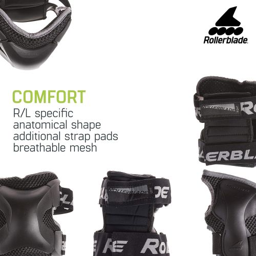 롤러블레이드 Rollerblade X Gear 3 Pack Protective Gear, Knee Pads, Elbow Pads and Wrist Guards, Inline Skating, Multi Sport Protection, Unisex, Black