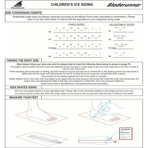 롤러블레이드 Rollerblade Bladerunner Kids Ice Skates, Black/Green, Size 2-5