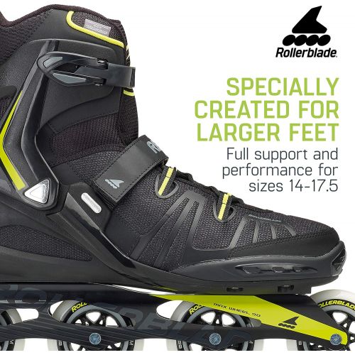 롤러블레이드 Rollerblade RB XL Mens Adult Fitness Inline Skate, Black and Lime, High Performance Inline Skates