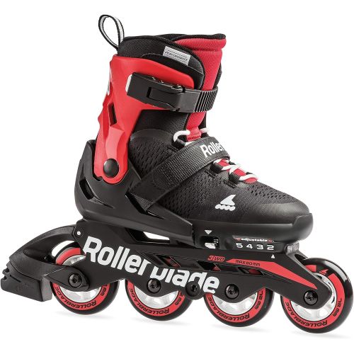 롤러블레이드 Rollerblade Microblade Boys Adjustable Fitness Inline Skate, Black and Red, Junior, Youth Performance Inline Skates