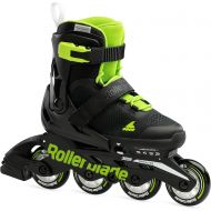 Rollerblade Microblade Kids Adjustable Fitness Inline Skate, Black/Green, Junior, Youth Performance Inline Skates