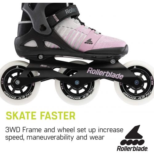 롤러블레이드 Rollerblade Macroblade 110 3WD Womens Adult Fitness Inline Skate, Grey and Pink, Performance Inline Skates