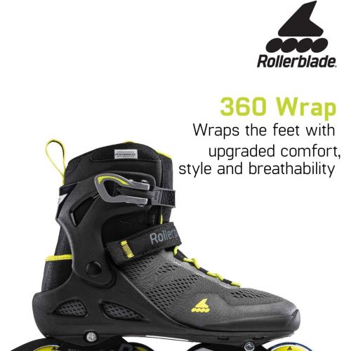 롤러블레이드 Rollerblade Macroblade 80 Mens Adult Fitness Inline Skate, Black and Lime, Performance Inline Skates