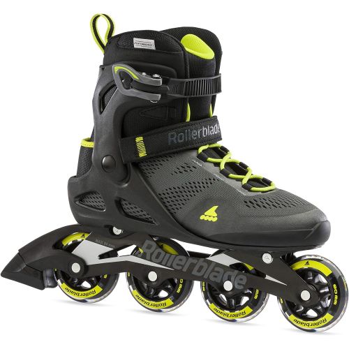 롤러블레이드 Rollerblade Macroblade 80 Mens Adult Fitness Inline Skate, Black and Lime, Performance Inline Skates