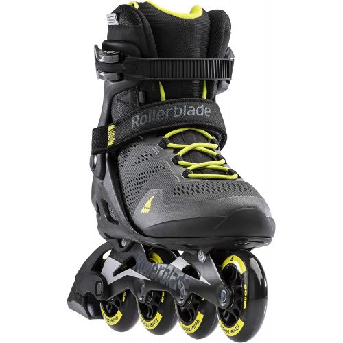 롤러블레이드 Rollerblade Macroblade 80 Mens Adult Fitness Inline Skate, Black and Lime, Performance Inline Skates