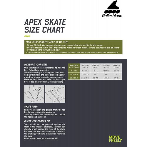 롤러블레이드 Rollerblade Apex Adjustable Fitness Inline Skate, Black, Junior, Urban Performance Inline Skates