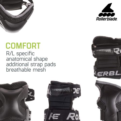 롤러블레이드 [아마존베스트]Rollerblade X Gear 3 Pack Protective Gear, Knee Pads, Elbow Pads and Wrist Guards, Inline Skating, Multi Sport Protection, Unisex, Black