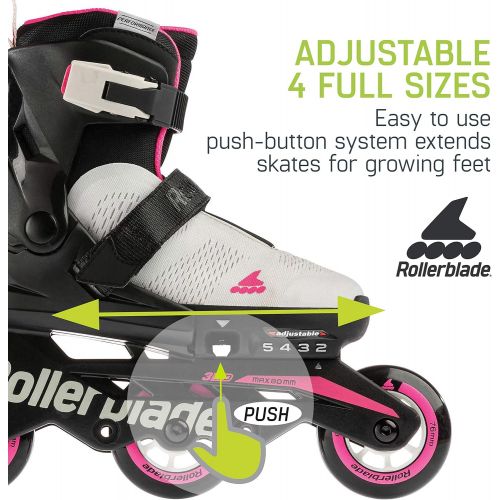 롤러블레이드 [아마존베스트]Rollerblade Microblade Free 3WD Kids Size Adjustable Inline Skate, Grey and Candy Pink