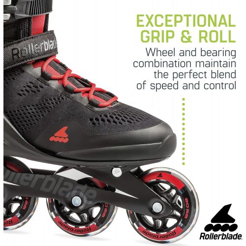 롤러블레이드 [아마존베스트]Rollerblade Macroblade 80 Mens Adult Fitness Inline Skate, Black and Red, Performance Inline Skates