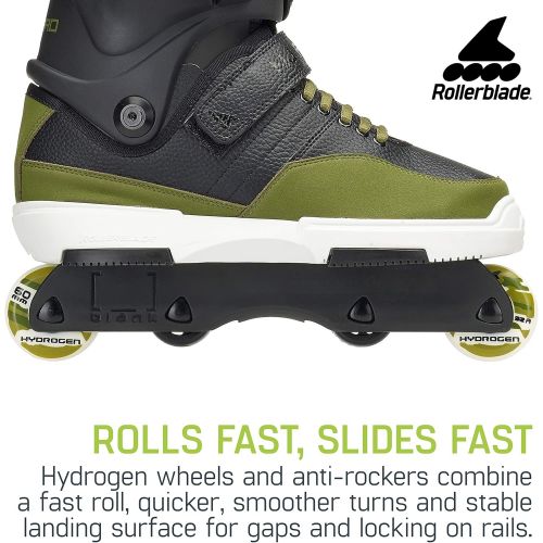 롤러블레이드 Rollerblade NJ Pro Unisex Adult Street Inline Skate, Black Army Green, Premium Inline Skates