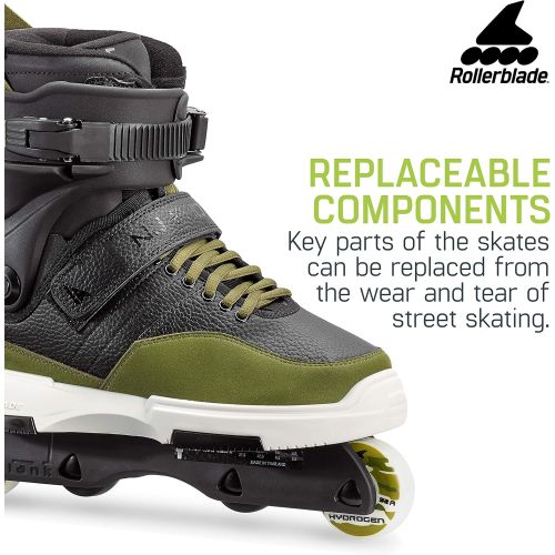 롤러블레이드 Rollerblade NJ Pro Unisex Adult Street Inline Skate, Black Army Green, Premium Inline Skates