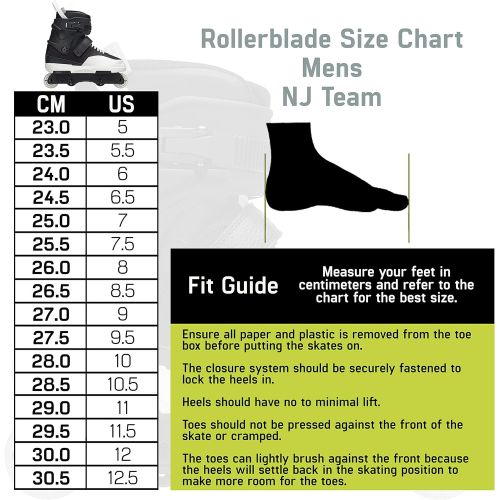 롤러블레이드 Rollerblade NJ Team Unisex Adult Street Inline Skate, Black and White, High Performance Inline Skates