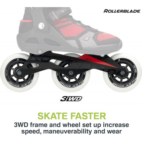 롤러블레이드 Rollerblade Macroblade 110 3WD Mens Adult Fitness Inline Skate, Black and Red, High Performance Inline Skates