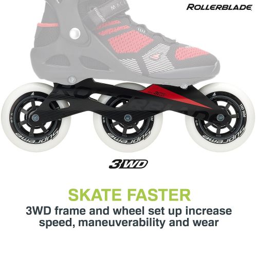 롤러블레이드 Rollerblade Macroblade 110 3WD Mens Adult Fitness Inline Skate, Black and Red, High Performance Inline Skates