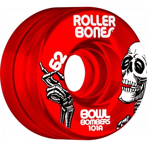  RollerBones Bowl Bombers 101A Skate Wheels - Red - 62mm