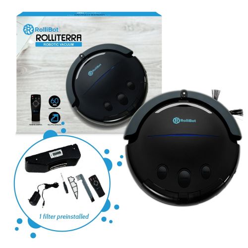  RolliBot (Used - Like New) Best in Class RolliTerra Robotic Vacuum Robot  Quiet, Deep-Cleaning Rollerbrush Filters Debris & Pet Hair, Includes Remote