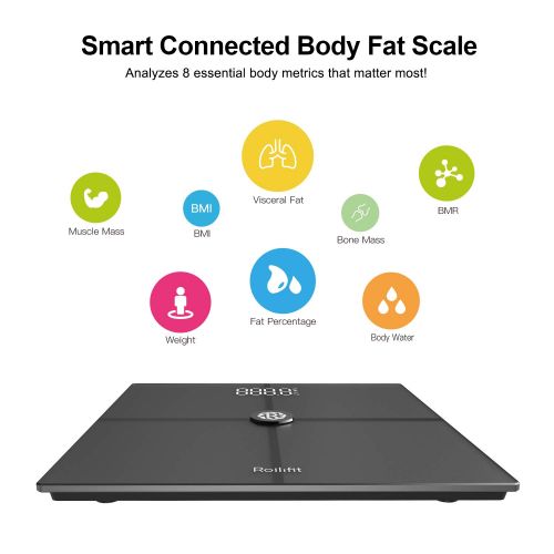  Rollibot Rollifit Premium Digital Smart Scale - Body Fat Scale with Fitness APP & Body Composition Monitor -...