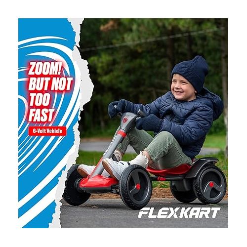  Rollplay Flex Kart 6V Electric Go Kart for Children Aged 2-5 Featuring Space-Saving Folding Function, Easy Push Start Button, and a Top Speed of 2 MPH