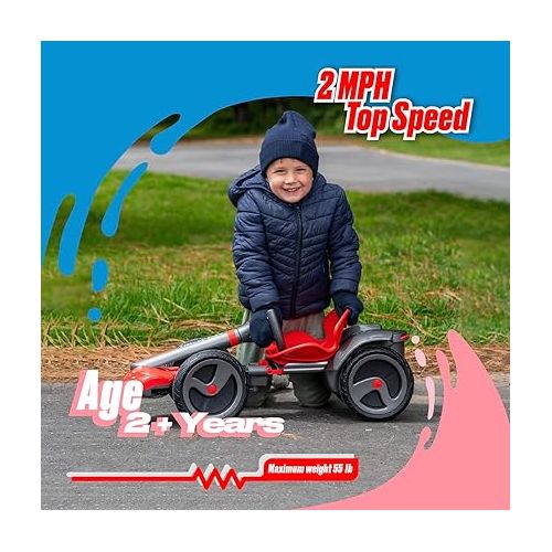  Rollplay Flex Kart 6V Electric Go Kart for Children Aged 2-5 Featuring Space-Saving Folding Function, Easy Push Start Button, and a Top Speed of 2 MPH