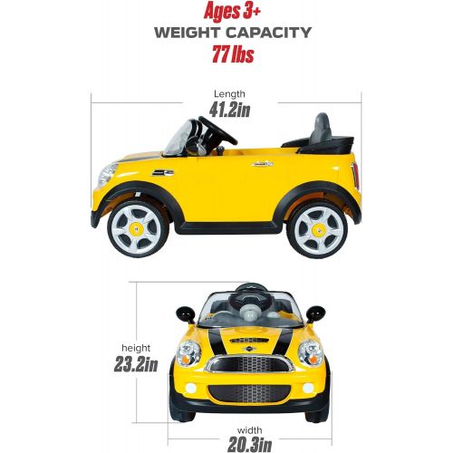  Rollplay 6V Mini Cooper Ride On Toy, Battery-Powered Kids Ride On Car - Yellow