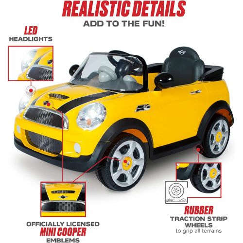  Rollplay 6V Mini Cooper Ride On Toy, Battery-Powered Kids Ride On Car - Yellow