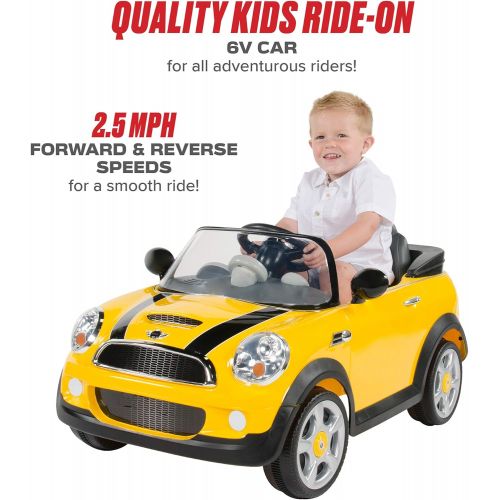  Rollplay 6V Mini Cooper Ride On Toy, Battery-Powered Kids Ride On Car - Yellow