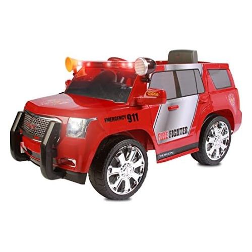  Rollplay 6 Volt GMC Yukon Denali Fire Rescue Ride On Toy, Battery-Powered Kids Ride On Car