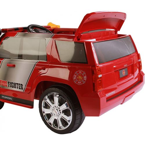  Rollplay 6 Volt GMC Yukon Denali Fire Rescue Ride On Toy, Battery-Powered Kids Ride On Car