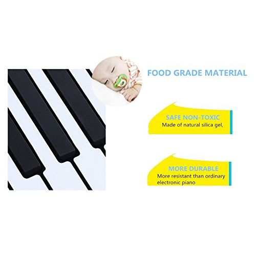  Rollup Piano Piano Portable Roll up Piano Keyboard 61 Keys Built-in Stereo Speaker and 1000mA Lithium Battery for Kids Playing, Learning,Entertainment and Tourism (Built-in Battery)