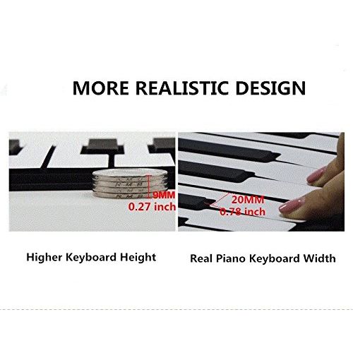  Rollup Piano Piano Portable Roll up Piano Keyboard 61 Keys Built-in Stereo Speaker and 1000mA Lithium Battery for Kids Playing, Learning,Entertainment and Tourism (Built-in Battery)