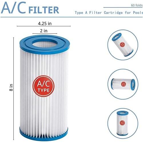  Roltoy Pool Filters Filters, Type A or C Pool Filter Replacement Cartridge, Easy Set Above Ground Pool Replacement Filter Cartridge for Intex 29000E/59900E Easy Set Pool, Pool Filter Fits