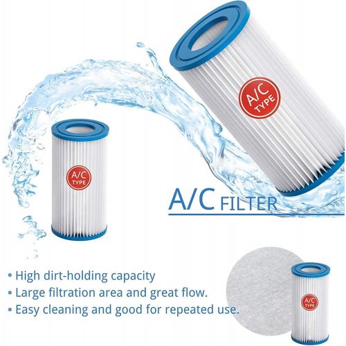  Roltoy Pool Filters Filters, Type A or C Pool Filter Replacement Cartridge, Easy Set Above Ground Pool Replacement Filter Cartridge for Intex 29000E/59900E Easy Set Pool, Pool Filter Fits