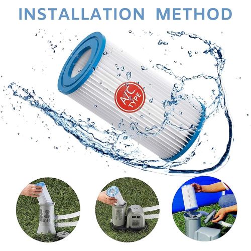  Roltoy Pool Filters Filters, Type A or C Pool Filter Replacement Cartridge, Easy Set Above Ground Pool Replacement Filter Cartridge for Intex 29000E/59900E Easy Set Pool, Pool Filter Fits