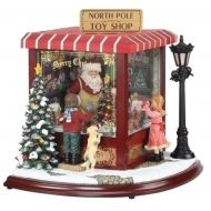 Roman Amusements LED Lighted Animated & Musical North Pole Toy Shop Christmas Decor