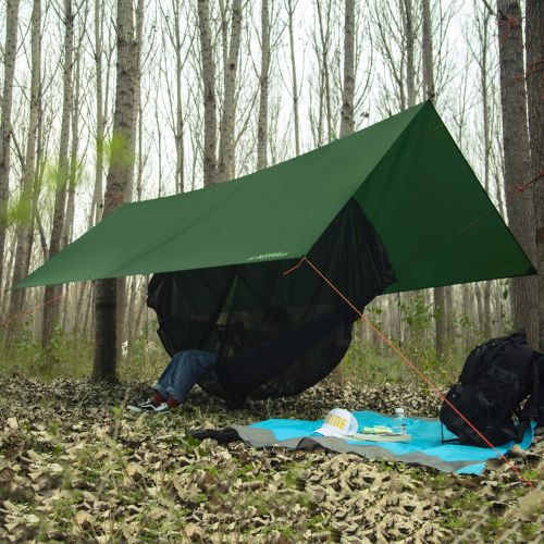 로만 Roman Ventures 13 Foot Hammock Rain Fly for Hammock Camping- Ultralight, Hammock Tarp - Waterproof Camping Tarp Shelter- Great Hammock Cover Rain Tarp, Backpacking Tarp, Bushcraft Tarp Tent or Su