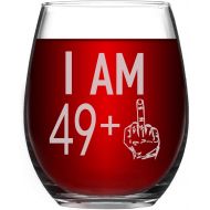 [아마존베스트]Romantic Wine Glass 49 + One Middle Finger 50th Birthday Gift for Men Women Funny Stemless Wine Glass Unique Gifts for Friend Wine Lover Turning 50 Perfect Party Decoration Big Capacity Bet