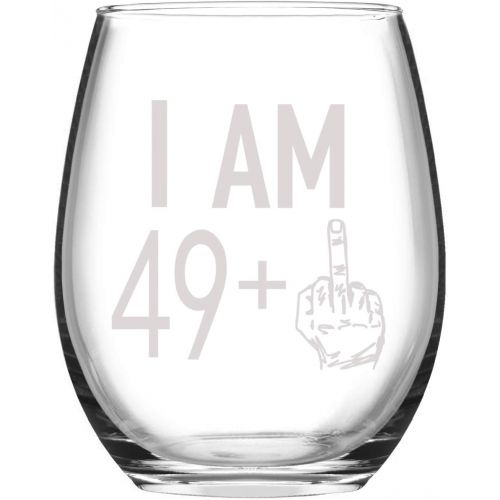  [아마존베스트]Romantic Wine Glass 49 + One Middle Finger 50th Birthday Gift for Men Women Funny Stemless Wine Glass Unique Gifts for Friend Wine Lover Turning 50 Perfect Party Decoration Big Capacity Bet