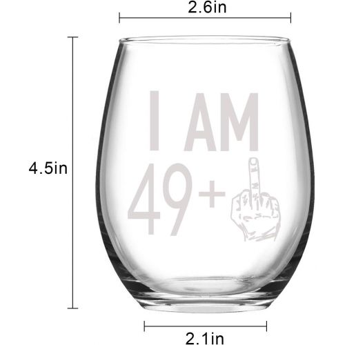  [아마존베스트]Romantic Wine Glass 49 + One Middle Finger 50th Birthday Gift for Men Women Funny Stemless Wine Glass Unique Gifts for Friend Wine Lover Turning 50 Perfect Party Decoration Big Capacity Bet