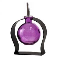 Romantic Decor and More Glass Bottle for Olive Oil, Cooking Oil Container or Glass Soap Dispenser G323VM Purple Globe Style Glass Bottle with Stainless Steel Pour Spout, Cork and Modern Powder Coated Blac