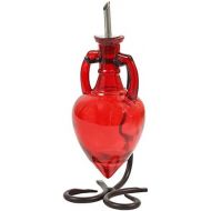 Romantic Decor and More Oil Dispenser, Glass Pouring Container or Liquid Soap Dispenser Bathroom G46F Red Amphora Style Glass Bottle. Glass Bottle with Stainless Steel Pour Spout, Cork and Powder Coated B