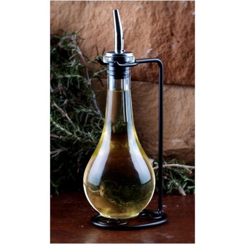  Romantic Decor and More Oil Dispenser Bottle or Olive Oil Pourer, Glass Liquid Dish Soap Holder G215VM Vintage Green Raindrop Style 8 oz. Bottle. Glass Bottle with Stainless Steel Pour Spout, Cork and Bla