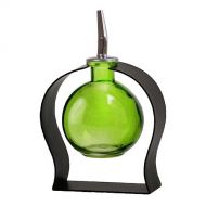 Romantic Decor and More Oil Bottle with Spout, Cooking Oil container or Liquid Soap Dispenser G122M Lime Green Globe Style Glass Bottle with Stainless Steel Pour Spout, Cork and Modern Powder Coated Black
